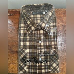 Brown Plaid Men's Shirt size Large